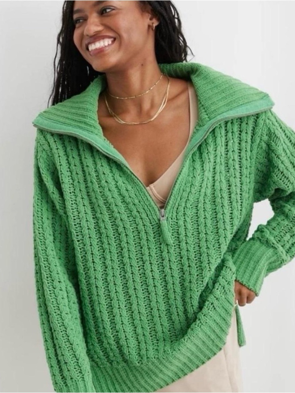 Aerie Cable Quarter Zip